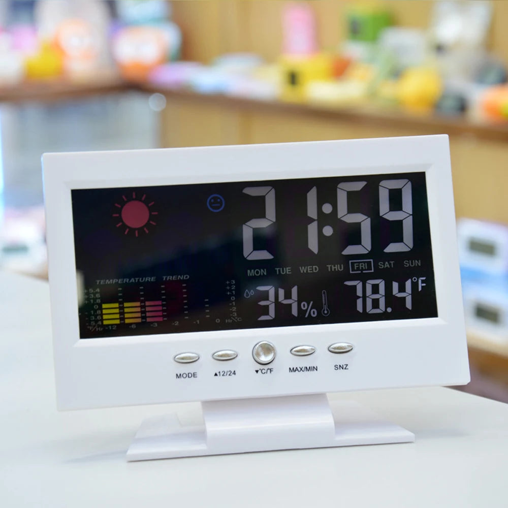 【2025 Upgraded】Digital Weather Station Thermometer Hygrometer Clock - Temp Humidity Monitor Calendar Trend Alarm Comfort Level |