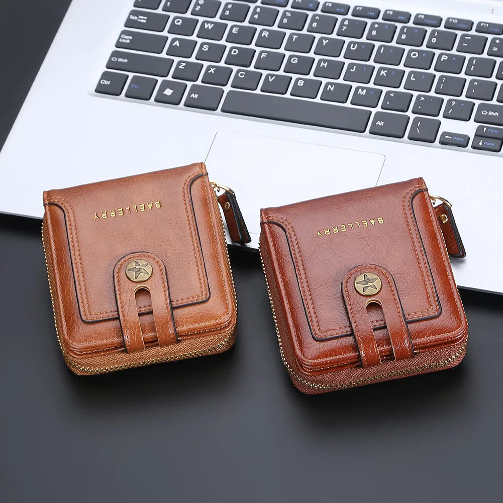 Short Vintage Small Wallet for Men Designer High Quality PU Leather with Coin Pocket Wallet Card Holder Pocket wallets