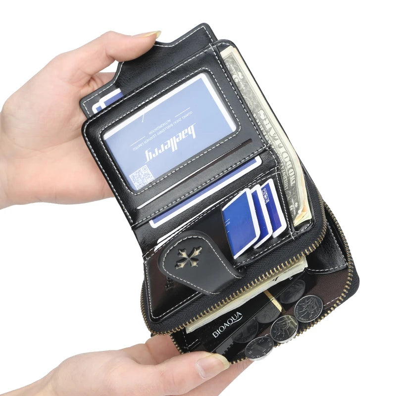 Fashion Women's Wallets Short PU Leather Credit Card Holder Bifold Female Purse Zipper Pocket Wallet Handbag Mother's Day Gifts