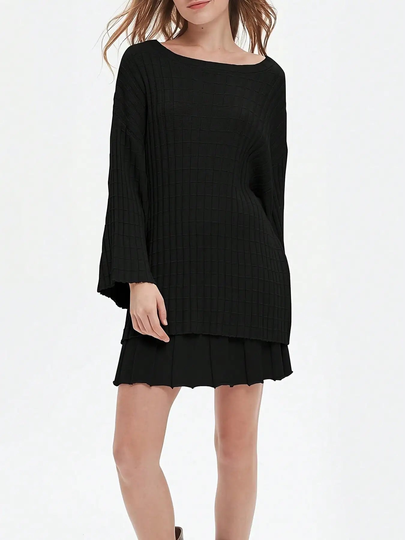 Womens Sweater Mini Skirt Sets 2 Piece Outfits Long Sleeve Top Short Skirts Suits Loose Loungewear Fall Clothes