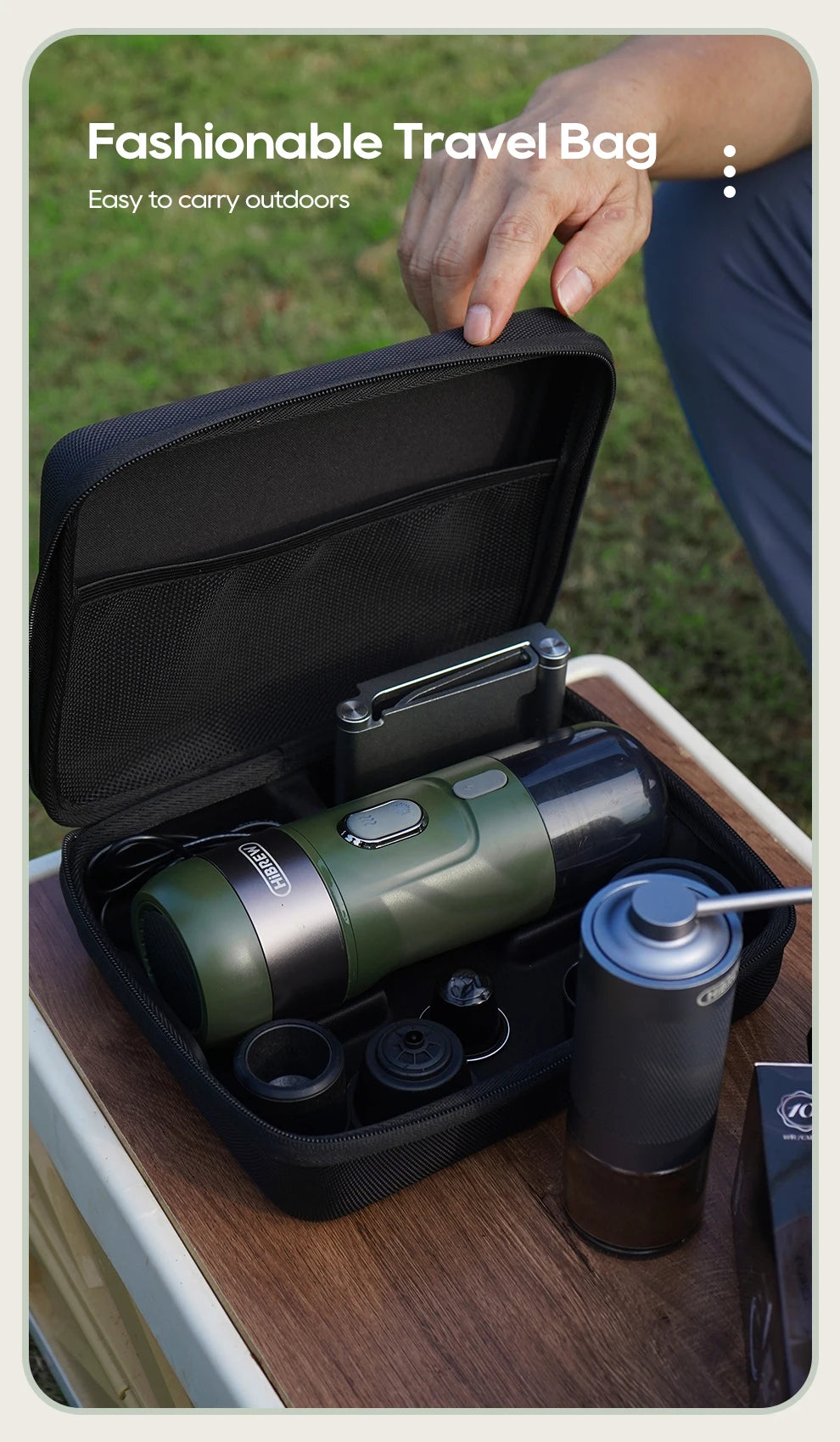 HiBREW Wireless Electric Portable Espresso Coffee Machine for Car & Home Camping Coffee Maker Fit Nespresso Dolce Capsule Powder