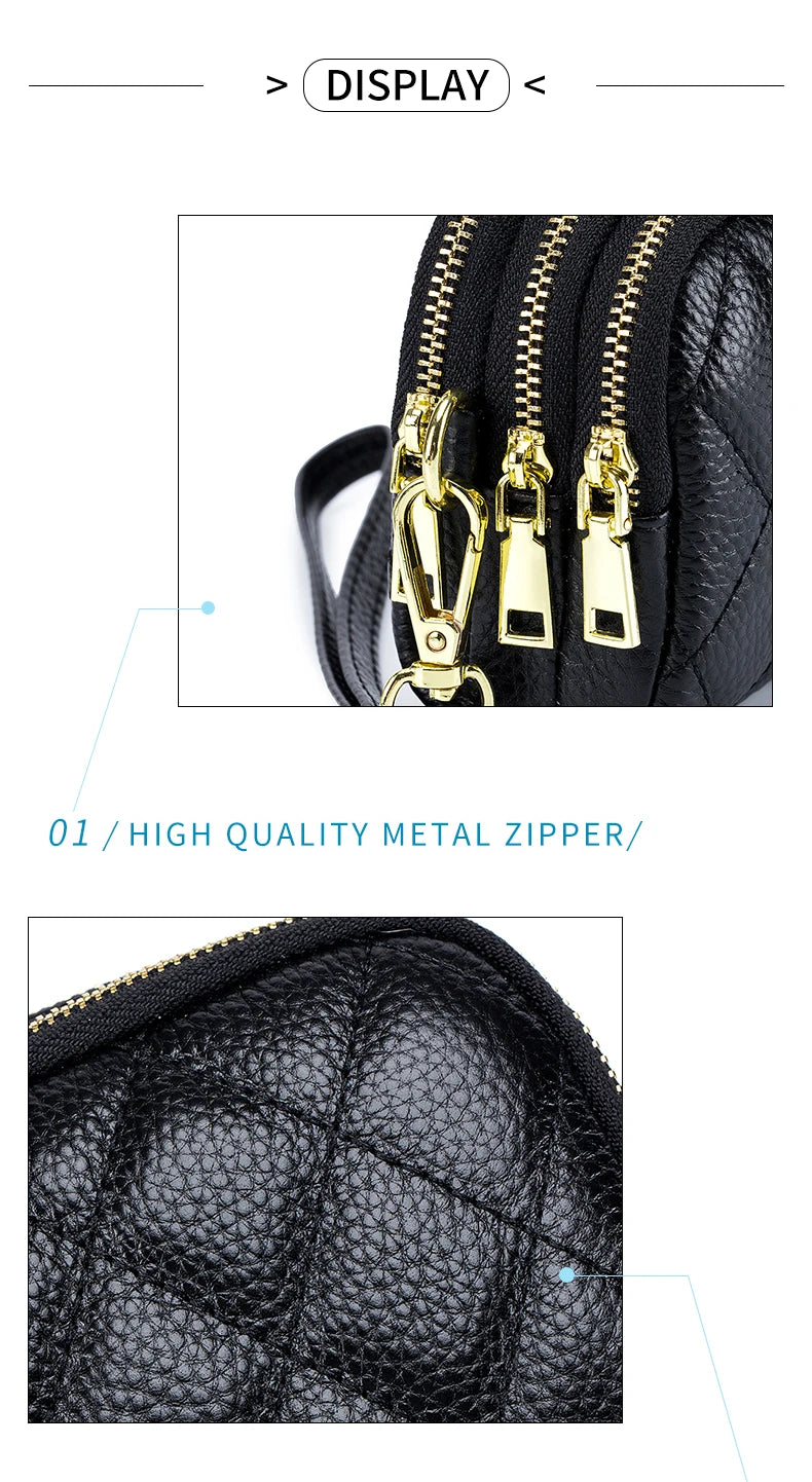 Women Long Wallet Genuine Leather Card Holder Large Capacity Zipper Coin Purse Multi Card Organizer Phone Bag Women Handbag