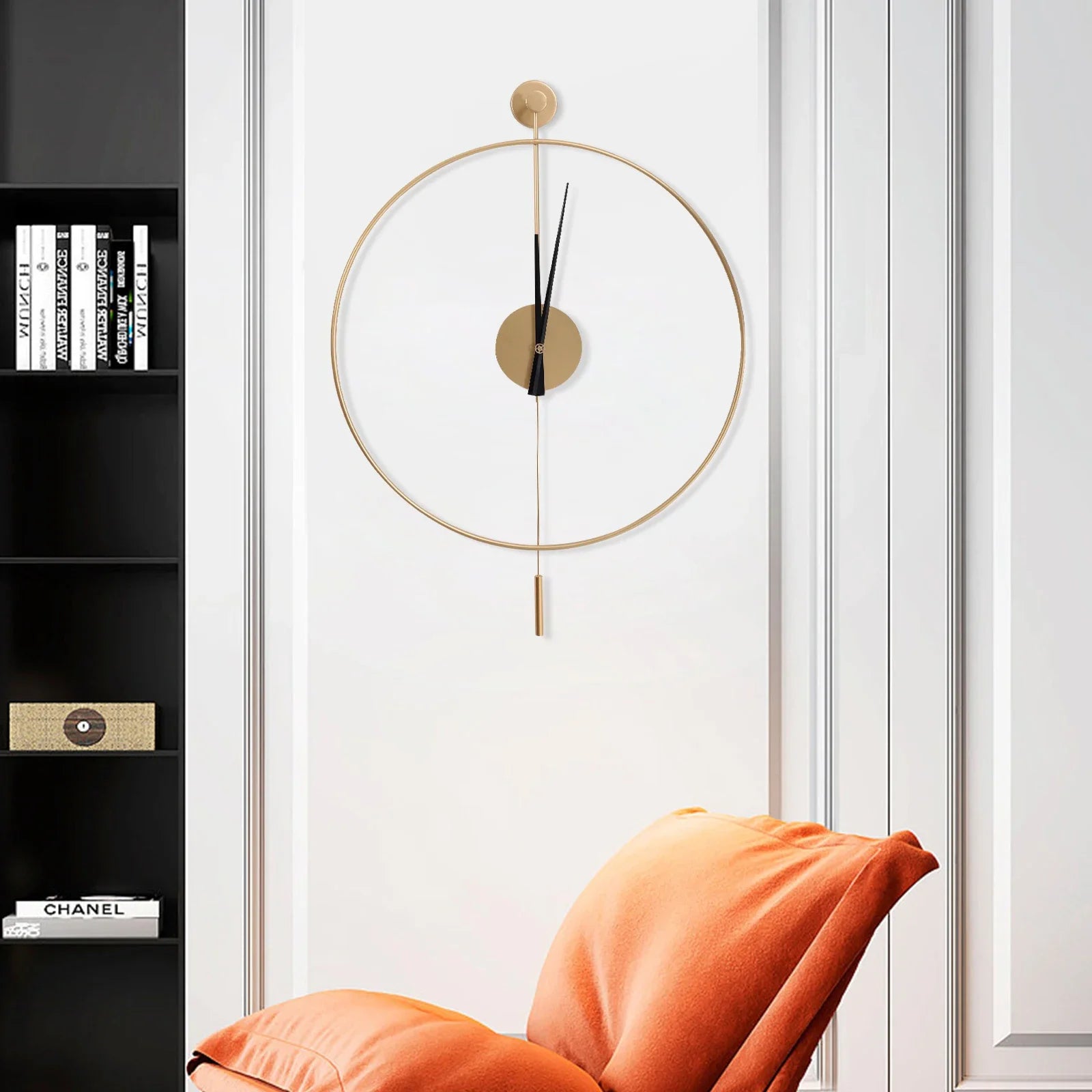 Swing Wall Clock Modern Design Silent Quartz Movement Elegant Great Gift Living Room Decor Dial Without Number Easy to Install: