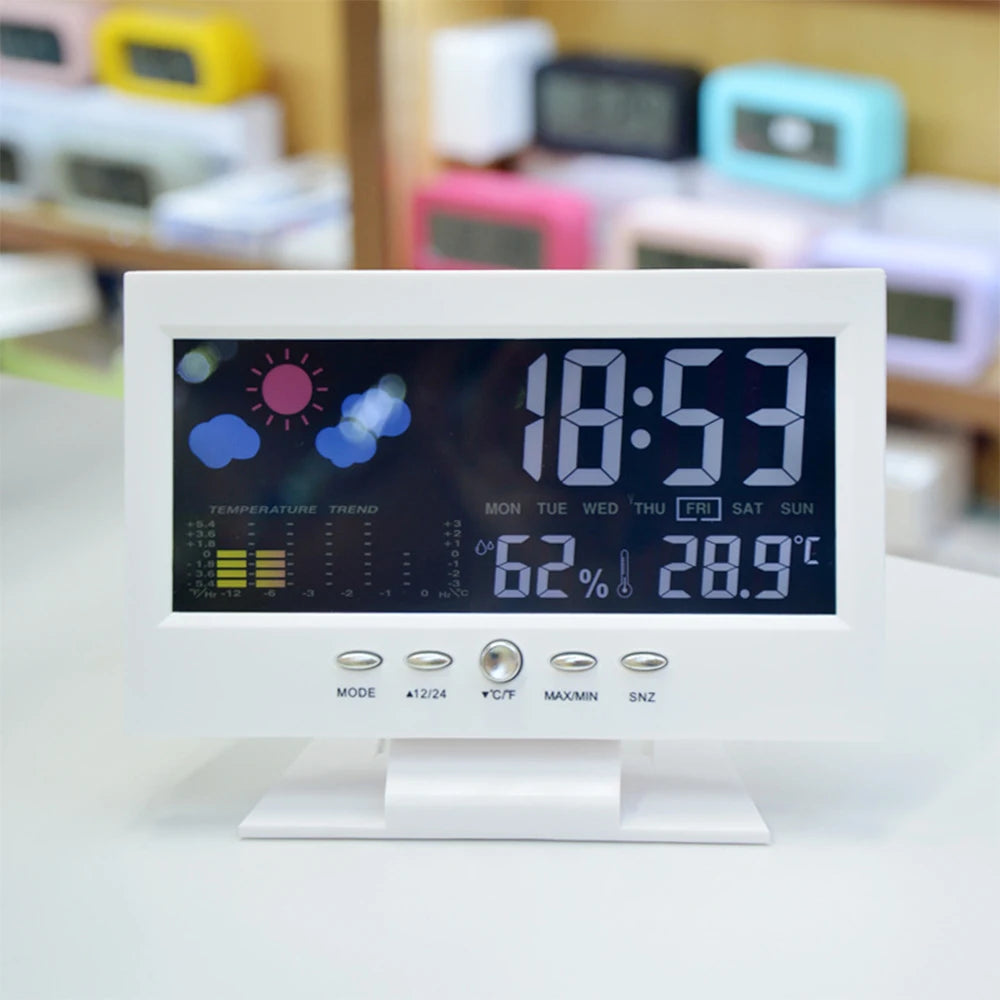 【2025 Upgraded】Digital Weather Station Thermometer Hygrometer Clock - Temp Humidity Monitor Calendar Trend Alarm Comfort Level |