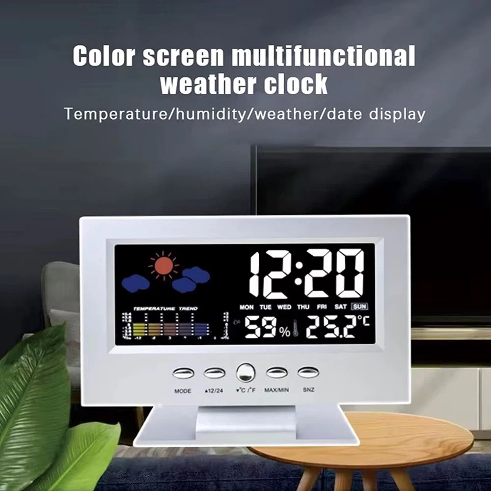 【2025 Upgraded】Digital Weather Station Thermometer Hygrometer Clock - Temp Humidity Monitor Calendar Trend Alarm Comfort Level |