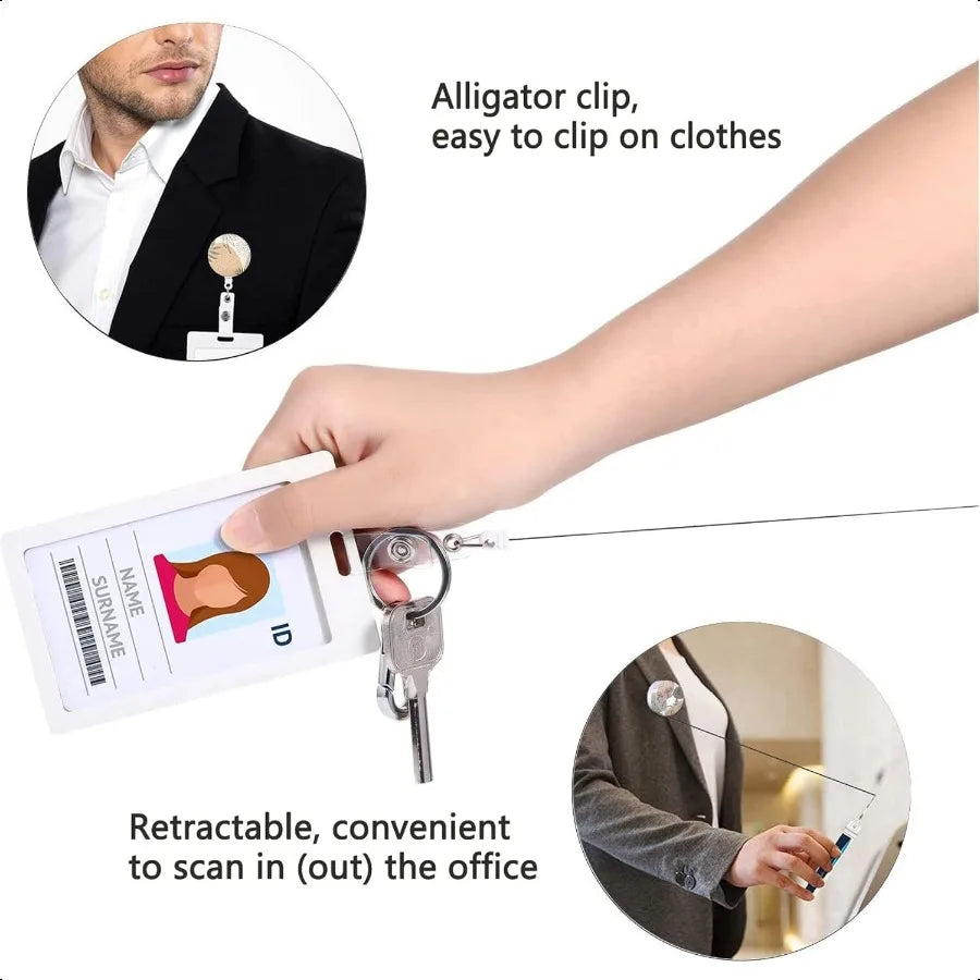 Badge Reel Retractable Cute ID Card Badge Holder with Sturdy Alligator Clip Name  Decorative Badge Reel Clip on Card Holders 3