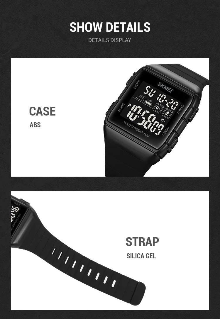 SKMEI Japan Digital movement Mens Sport Watches Military Countdown Alarm Clock 5Bar Waterproof LED Light Wristwatch reloj hombre