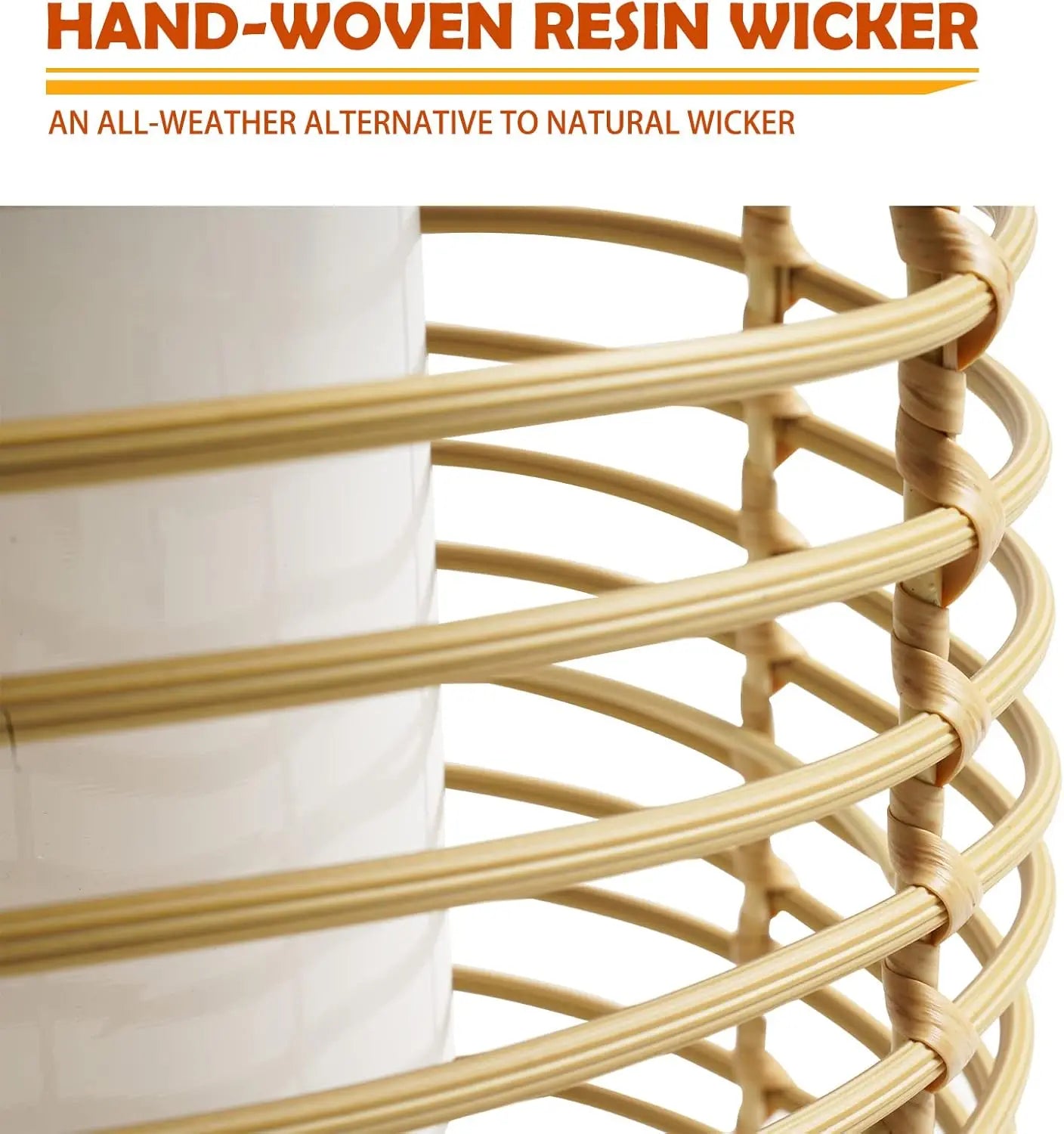 Outdoor Solar Powered Floor Lamp Set of 2, 14-inch Wicker Woven LED Lamp, Water-Resistant Garden Light, Boho Style