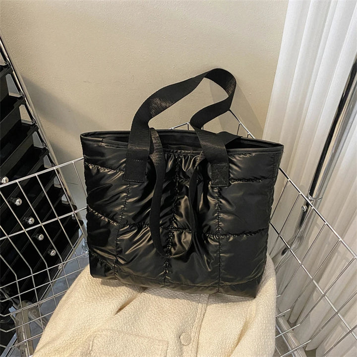 Fashion Shoulder Bag Large Capacity Cotton Padded Women Tote Bag Rhombus Ladies Tote Handbags Quilted Solid for Leisure Travel