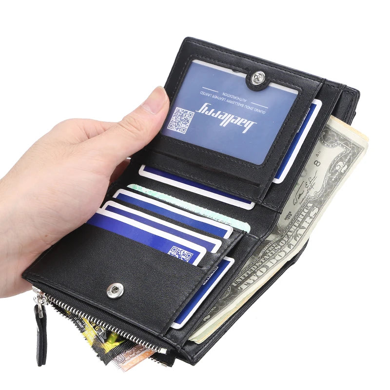 Man's Leather Coin Wallet Foldable Zipper Purse Multi-card Slot Credit Wallet Business Wallet Credit Card Holder Purse Gift