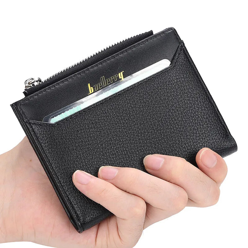Man's Leather Coin Wallet Foldable Zipper Purse Multi-card Slot Credit Wallet Business Wallet Credit Card Holder Purse Gift