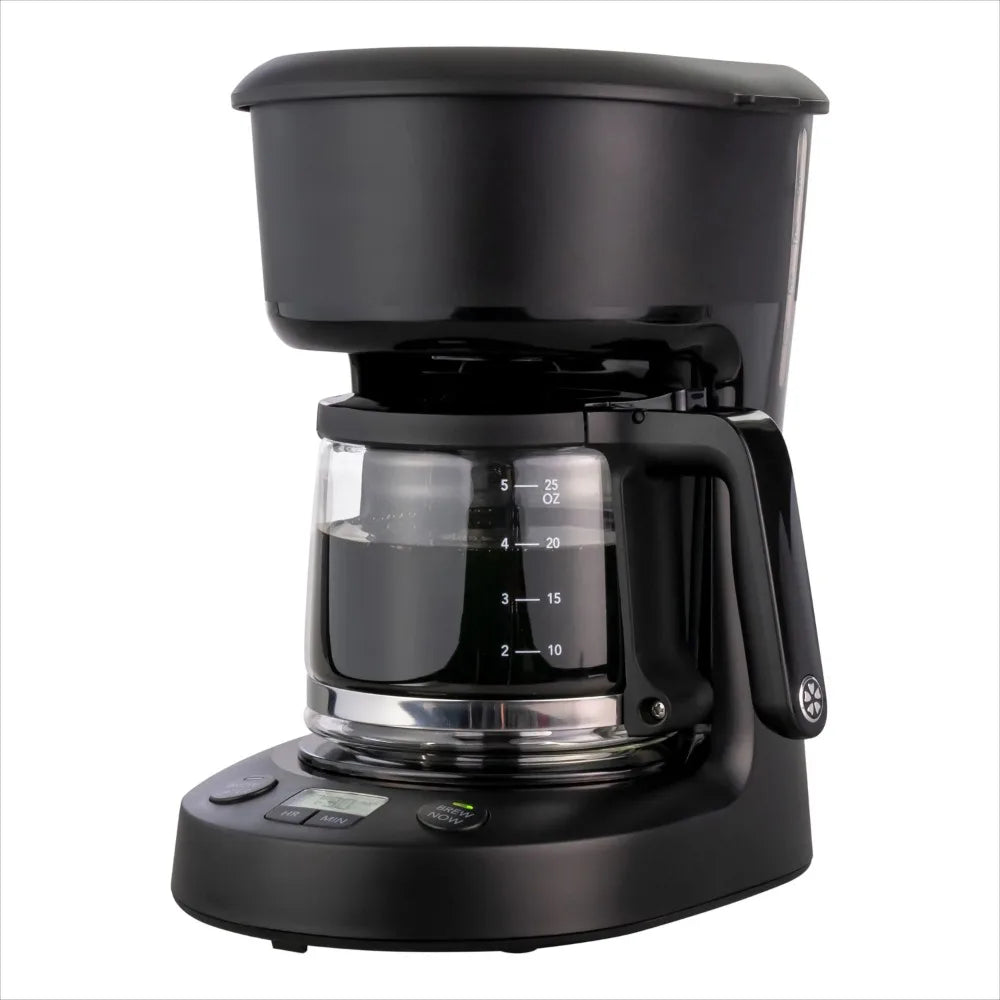 5-Cup Programmable Coffee Maker, 25 oz Mini Brew Coffee, Black