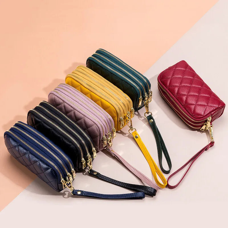 Women Long Wallet Genuine Leather Card Holder Large Capacity Zipper Coin Purse Multi Card Organizer Phone Bag Women Handbag