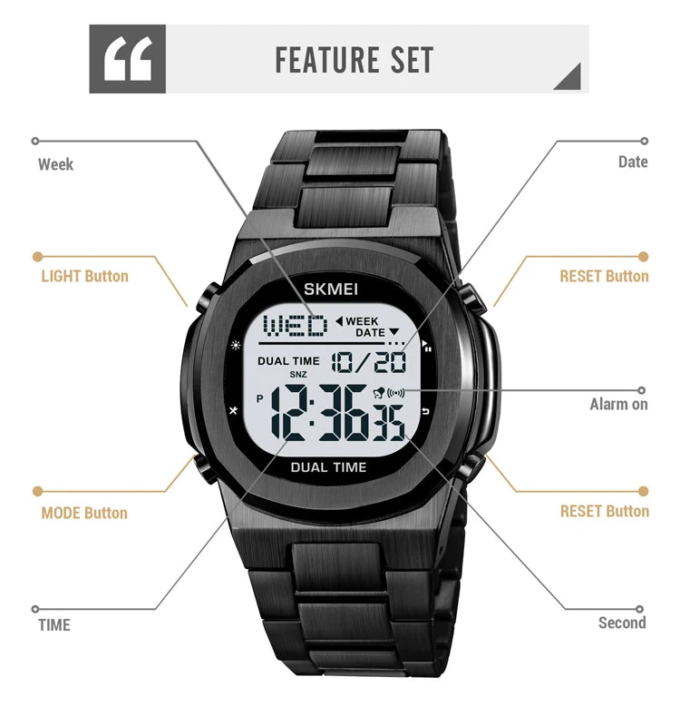 SKMEI Original Brand Digital Sport Watches Men Countdown Timer Chrono Alarm Back Light Wristwatch Waterproof Clock reloj hombre