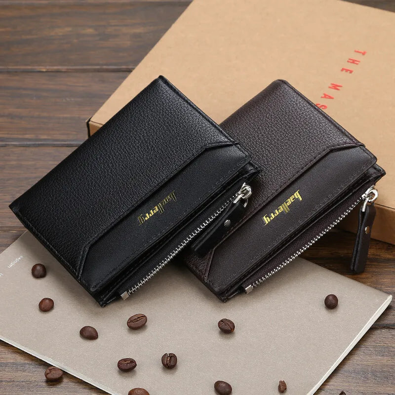 Man's Leather Coin Wallet Foldable Zipper Purse Multi-card Slot Credit Wallet Business Wallet Credit Card Holder Purse Gift