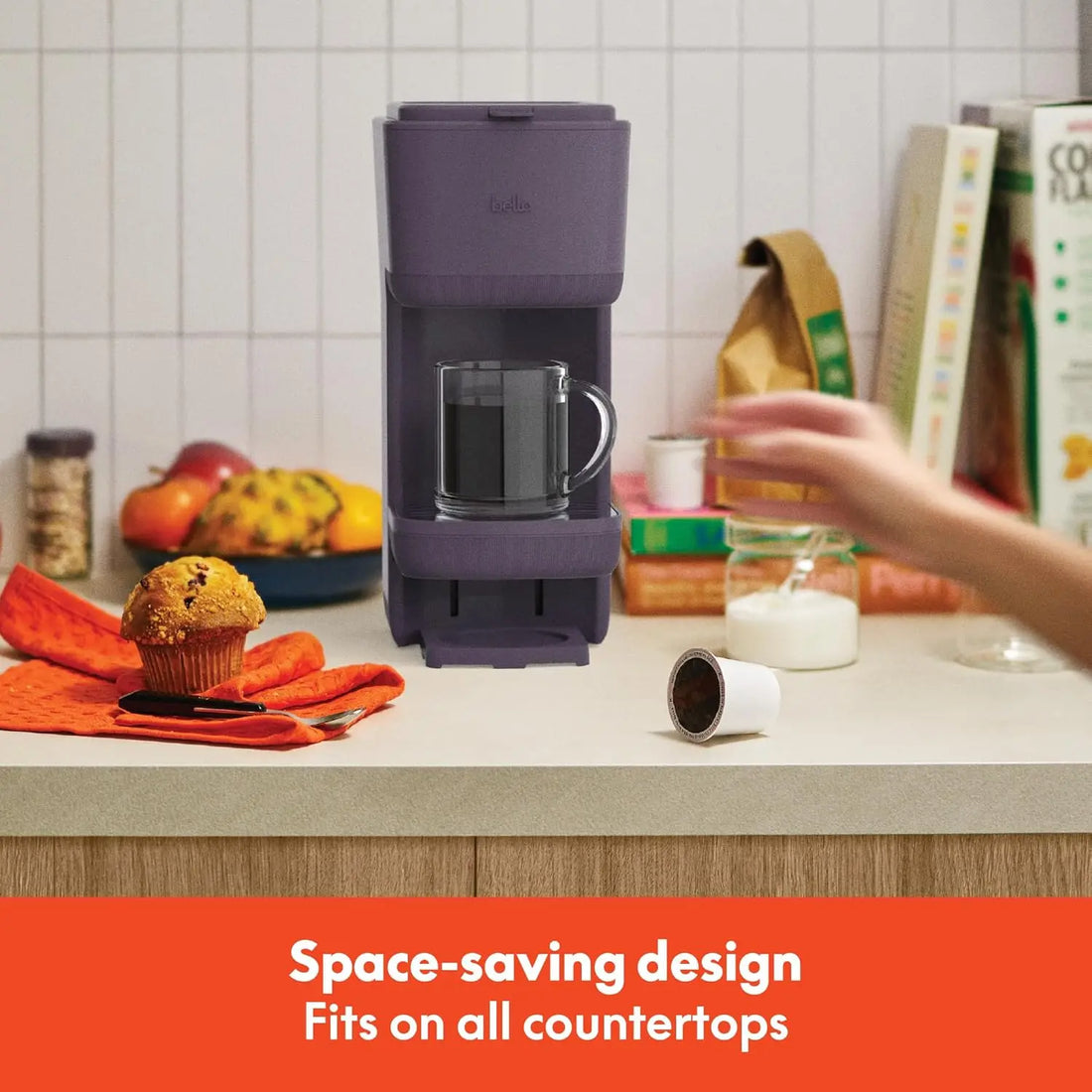Single Serve Coffee Maker, K Cup & Coffee Ground Compatible with Removable, Adjustable Drip Tray, Auto Shutoff & Reusable Dishwa