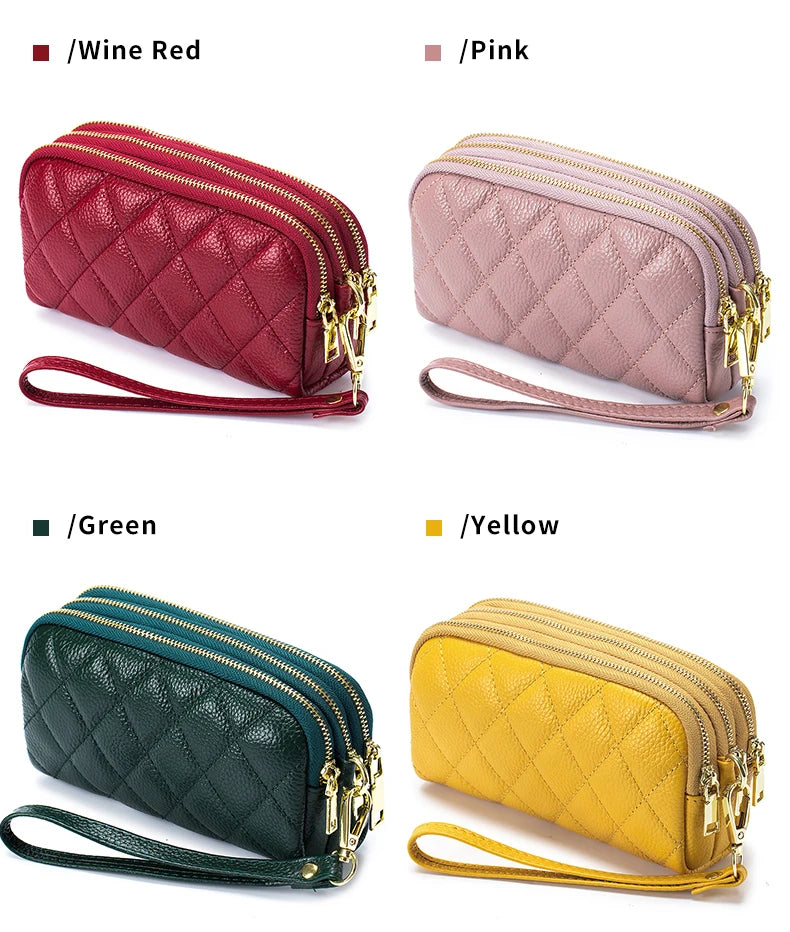 Women Long Wallet Genuine Leather Card Holder Large Capacity Zipper Coin Purse Multi Card Organizer Phone Bag Women Handbag