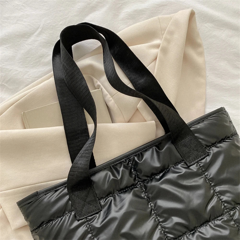 Fashion Shoulder Bag Large Capacity Cotton Padded Women Tote Bag Rhombus Ladies Tote Handbags Quilted Solid for Leisure Travel