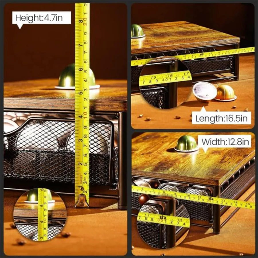 Coffee Capsule Storage Drawer Coffee Maker Shelf Countertop Organizer with Sliding Basket for Underneath Coffee Maker Space Sav