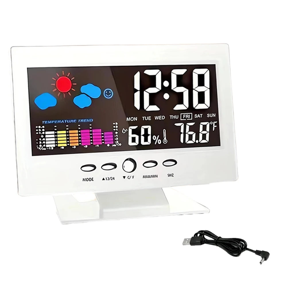 【2025 Upgraded】Digital Weather Station Thermometer Hygrometer Clock - Temp Humidity Monitor Calendar Trend Alarm Comfort Level |