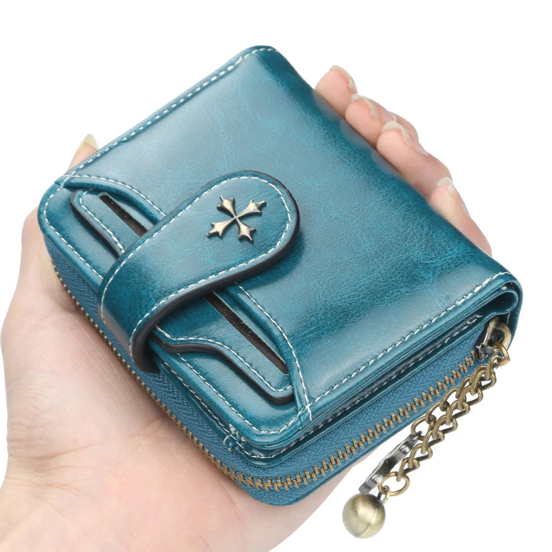 Fashion Women's Wallets Short PU Leather Credit Card Holder Bifold Female Purse Zipper Pocket Wallet Handbag Mother's Day Gifts