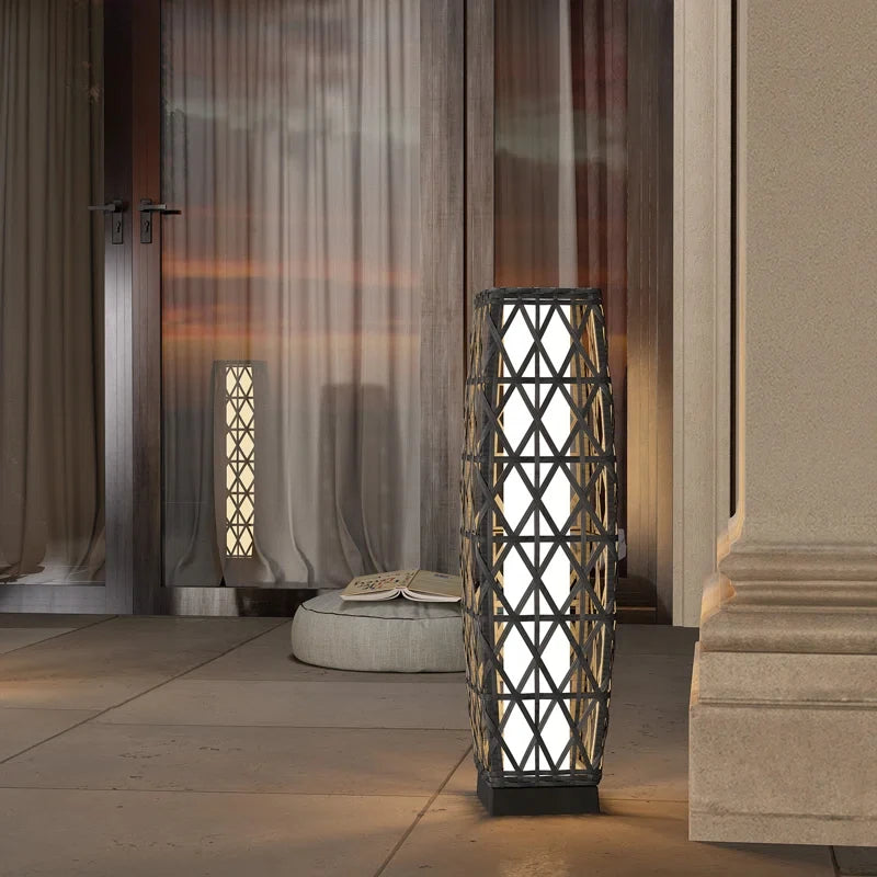 Cindy Solar Floor Lamp ,Outdoor Wicker Lantern Decoration Light for Patio Deck Garden Lawn Porch And Festival Celebration