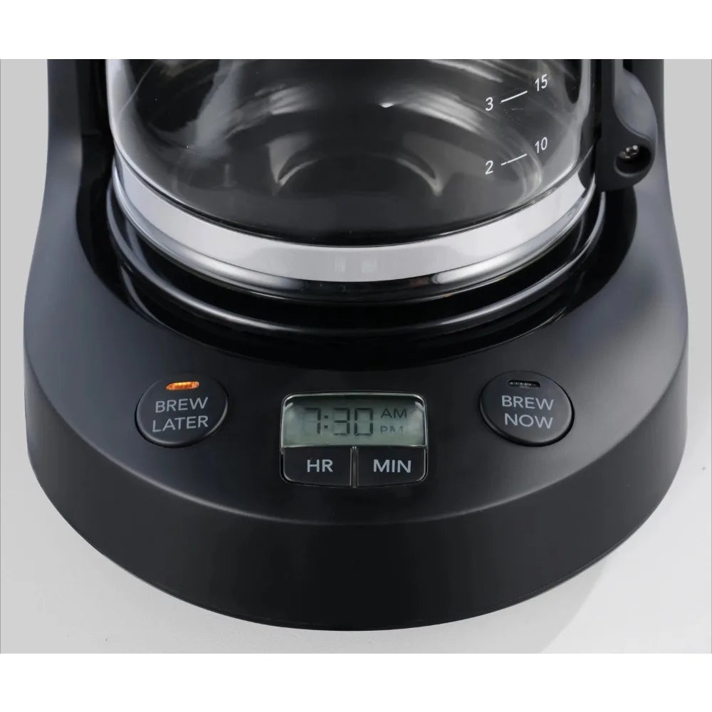 5-Cup Programmable Coffee Maker, 25 oz Mini Brew Coffee, Black