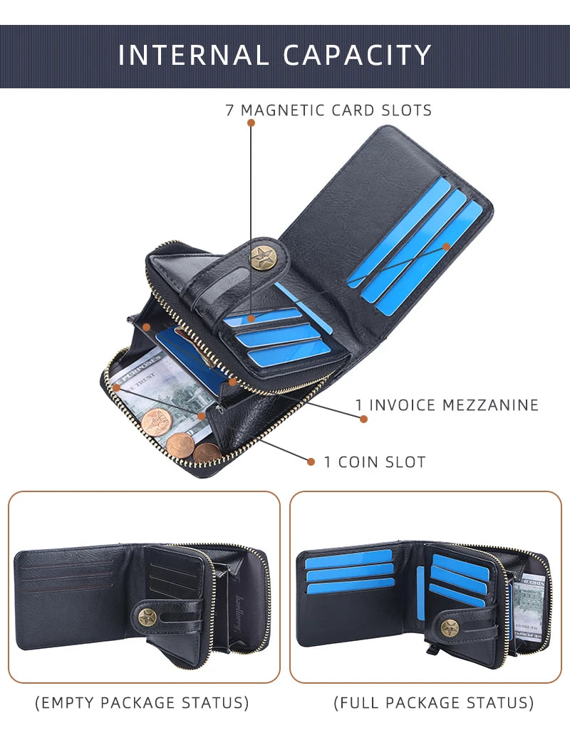 Short Vintage Small Wallet for Men Designer High Quality PU Leather with Coin Pocket Wallet Card Holder Pocket wallets
