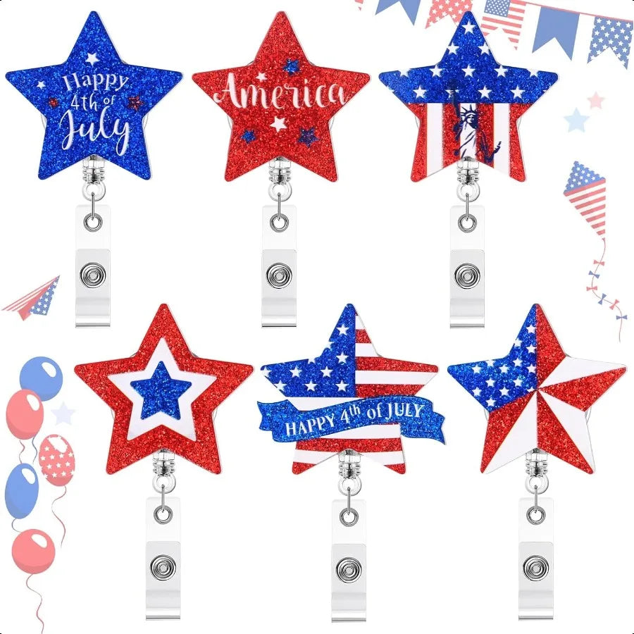 6 Pcs Holiday Badge Reels for  Retractable Badge Reels with Clip Decorative Holiday Badge Holder ID Name Badge Clips for  Docto
