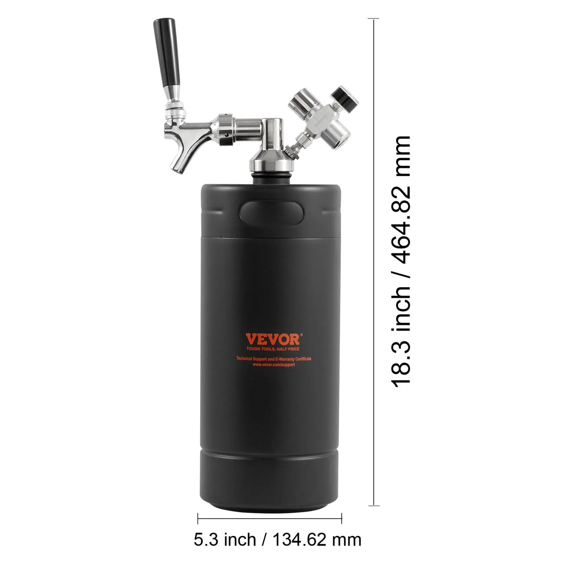 SucceBuy Beer Growler Tap System 304 Stainless Steel Pressurized Keg Growler with Pressure Display For Draft Homebrew Craft Beer