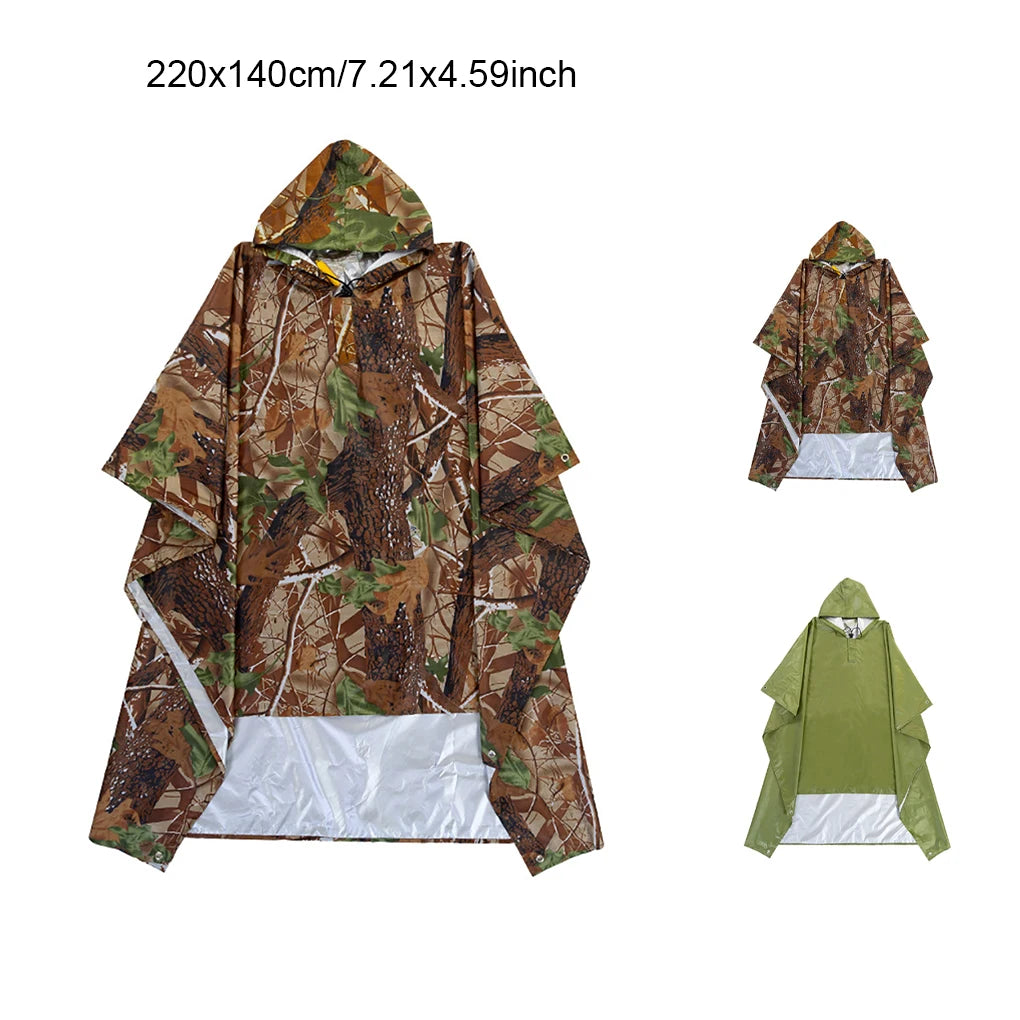Rain Coats Backpack Raindrops Cover Climbing Hiking Camping Raincoat Poncho Jacket Waterproof Picnic Mat  Camouflage