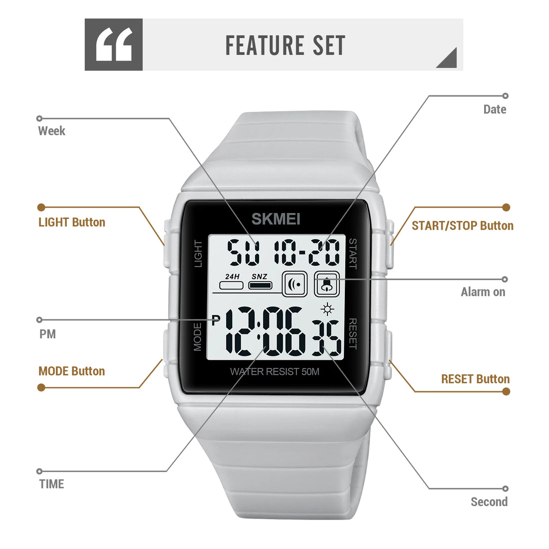 SKMEI Japan Digital movement Mens Sport Watches Military Countdown Alarm Clock 5Bar Waterproof LED Light Wristwatch reloj hombre