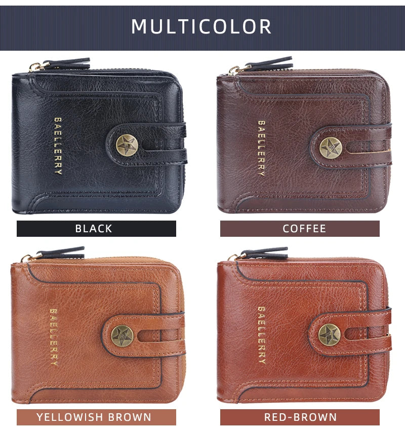 Short Vintage Small Wallet for Men Designer High Quality PU Leather with Coin Pocket Wallet Card Holder Pocket wallets