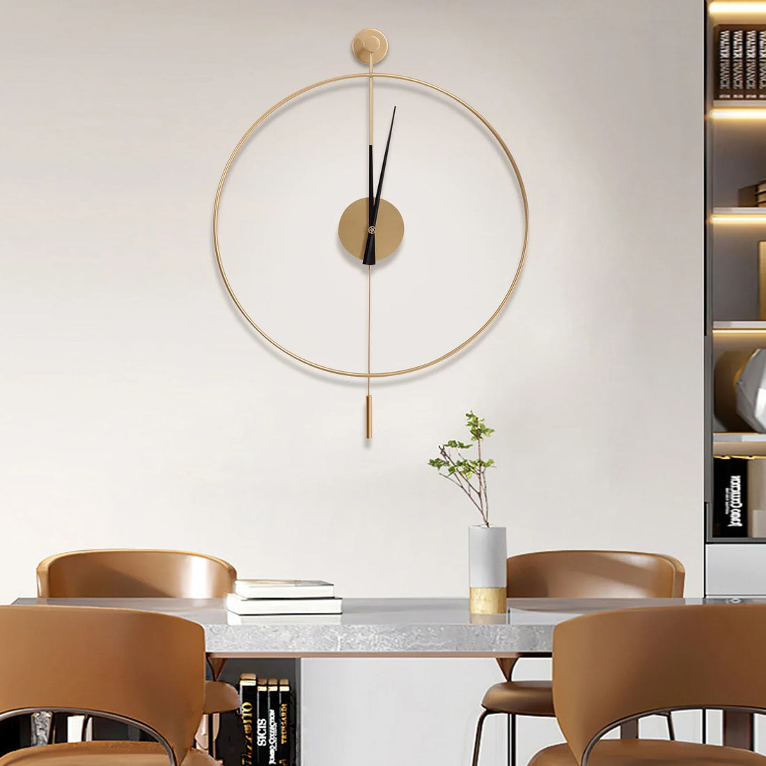 Swing Wall Clock Modern Design Silent Quartz Movement Elegant Great Gift Living Room Decor Dial Without Number Easy to Install: