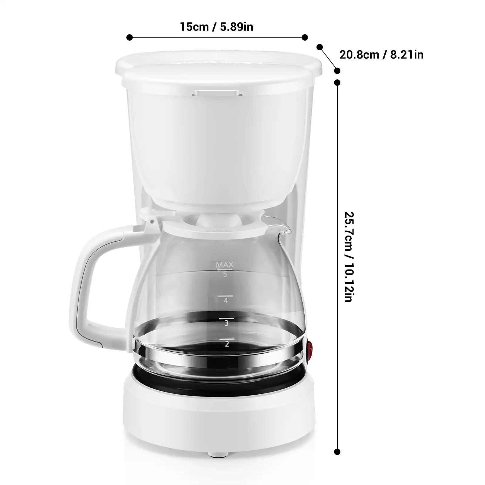 White 5-Cup Coffee Maker, Perfect for Brewing a Delicious Cup of Coffee in the Morning