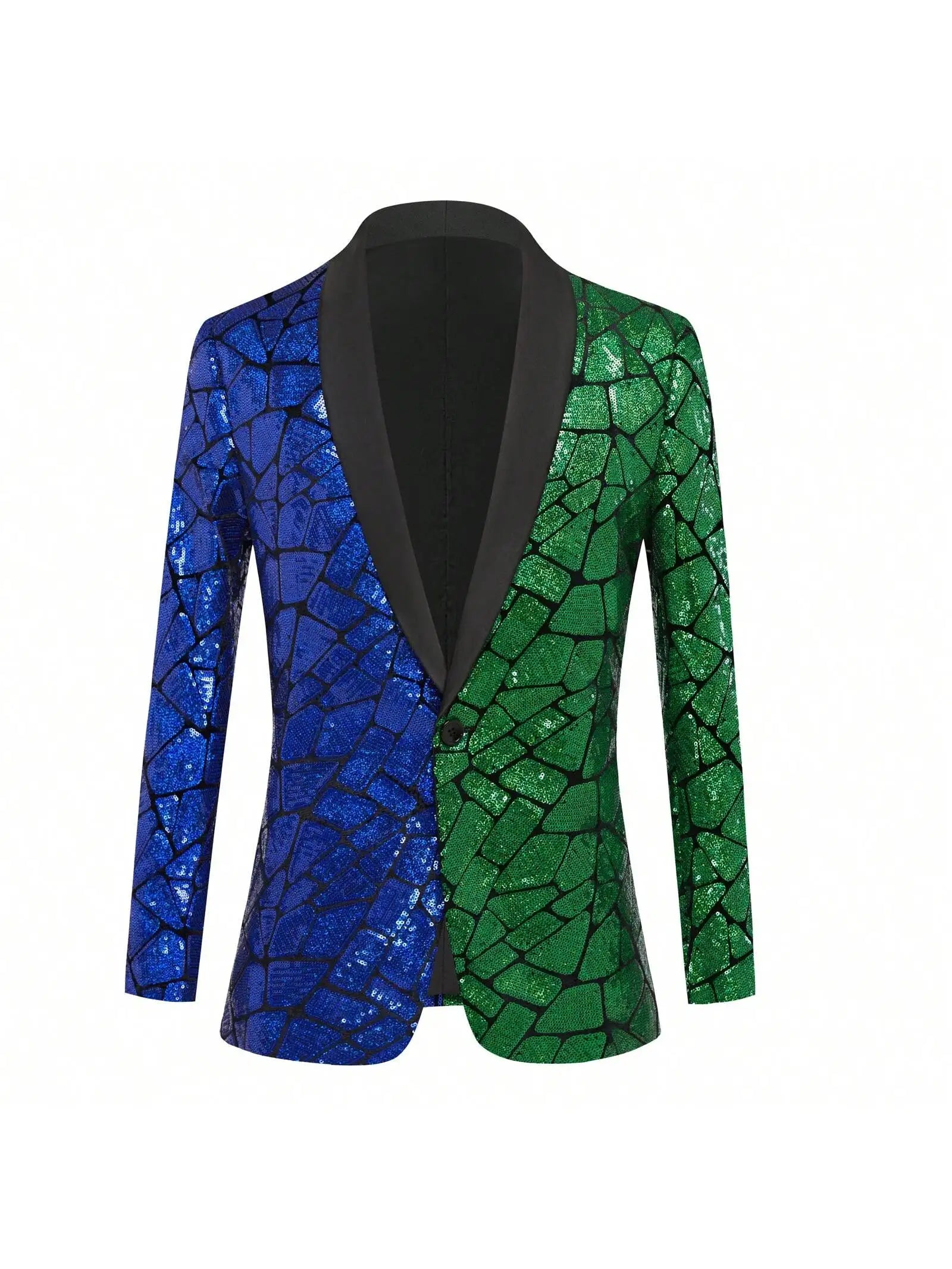 Men's Sequins Velvet Shawl Lapels Stage Party Prom Wedding Dinner Suit Jacket Blazer