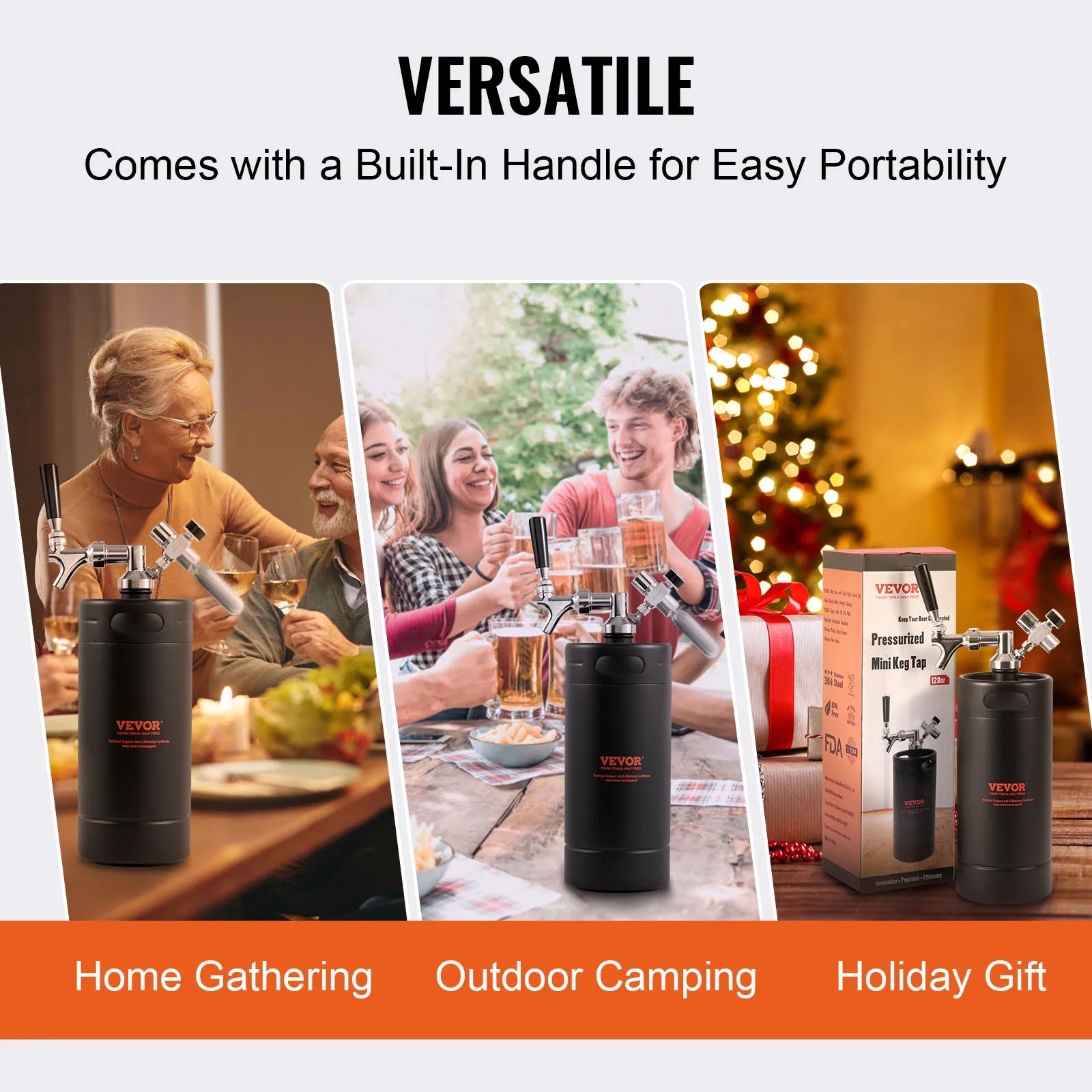 SucceBuy Beer Growler Tap System 304 Stainless Steel Pressurized Keg Growler with Pressure Display For Draft Homebrew Craft Beer