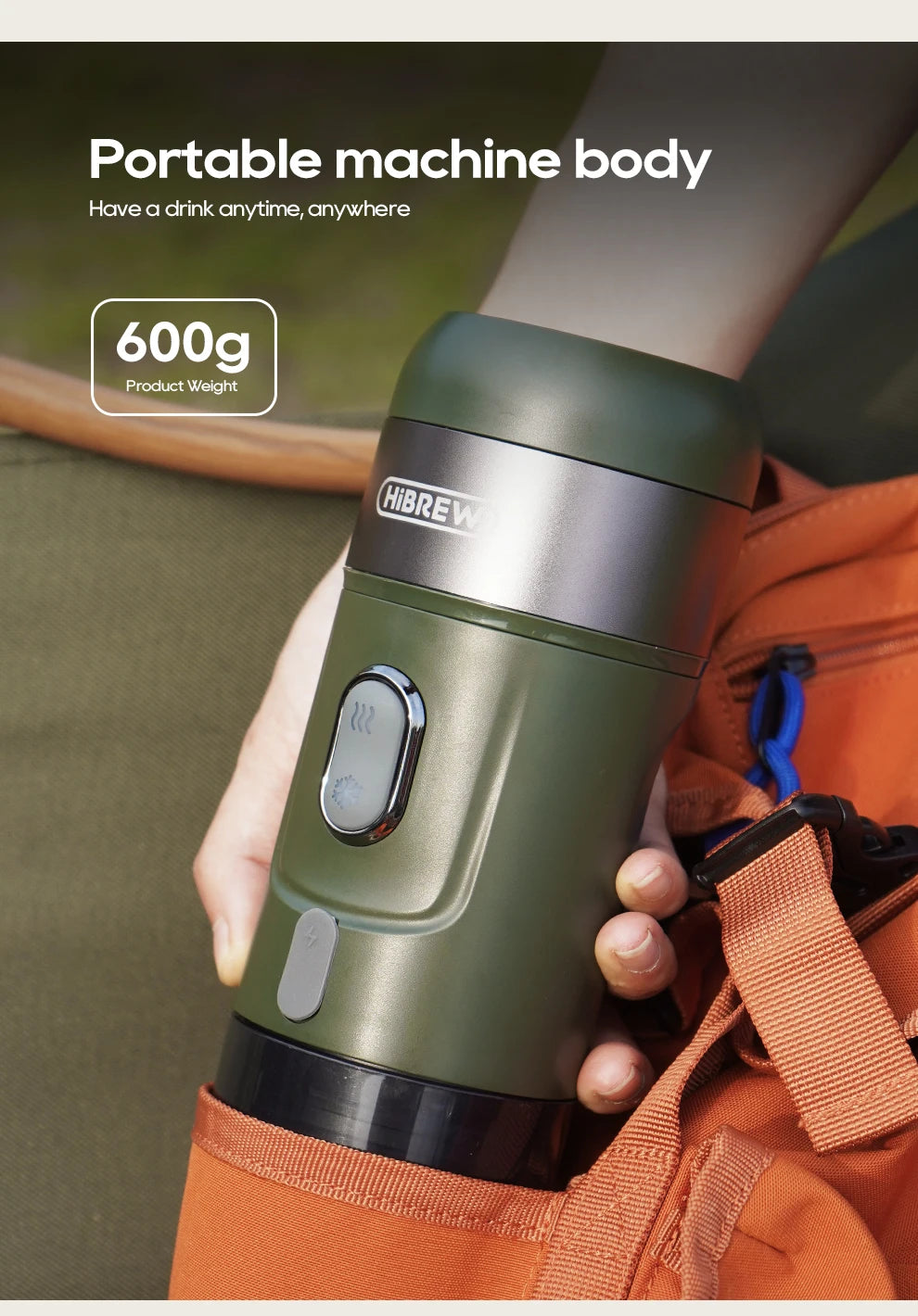 HiBREW Wireless Electric Portable Espresso Coffee Machine for Car & Home Camping Coffee Maker Fit Nespresso Dolce Capsule Powder