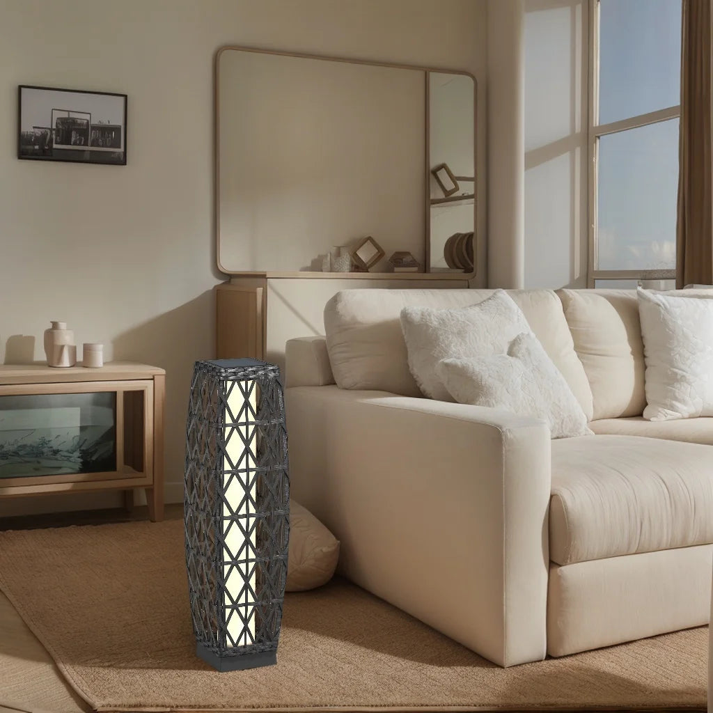 Cindy Solar Floor Lamp ,Outdoor Wicker Lantern Decoration Light for Patio Deck Garden Lawn Porch And Festival Celebration