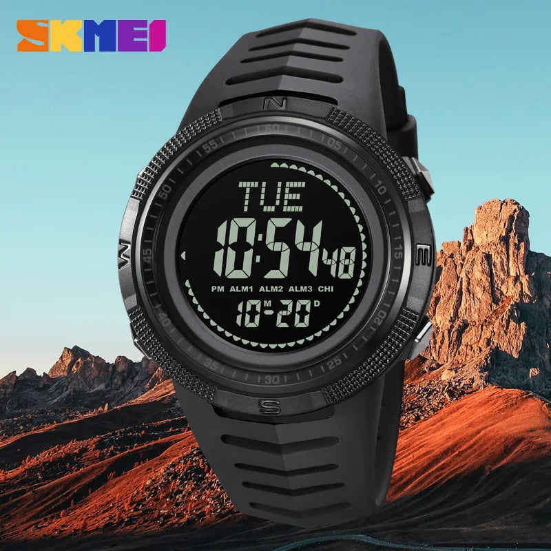 SKMEI Men's Sport Military Digital Men Watch For Men Waterproof Electronic Countdown Mens Wristwatches Outdoors Clock + Compass