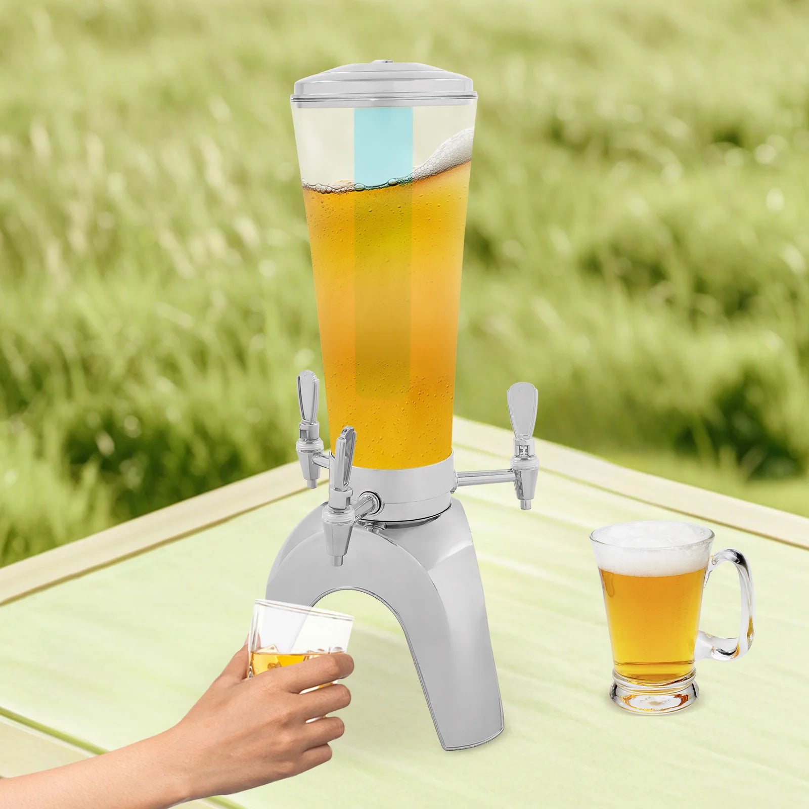 Top-Selling 3-Tap LED Beer Dispenser with Built-in Ice Container, 3 Faucets, Colorful Lighting for Parties/Camping/KTV