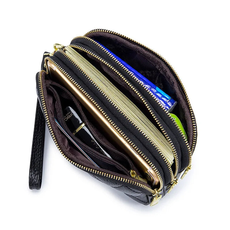 Women Long Wallet Genuine Leather Card Holder Large Capacity Zipper Coin Purse Multi Card Organizer Phone Bag Women Handbag