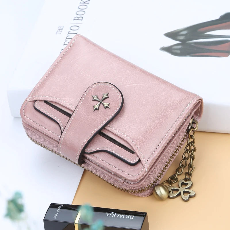 Fashion Women's Wallets Short PU Leather Credit Card Holder Bifold Female Purse Zipper Pocket Wallet Handbag Mother's Day Gifts