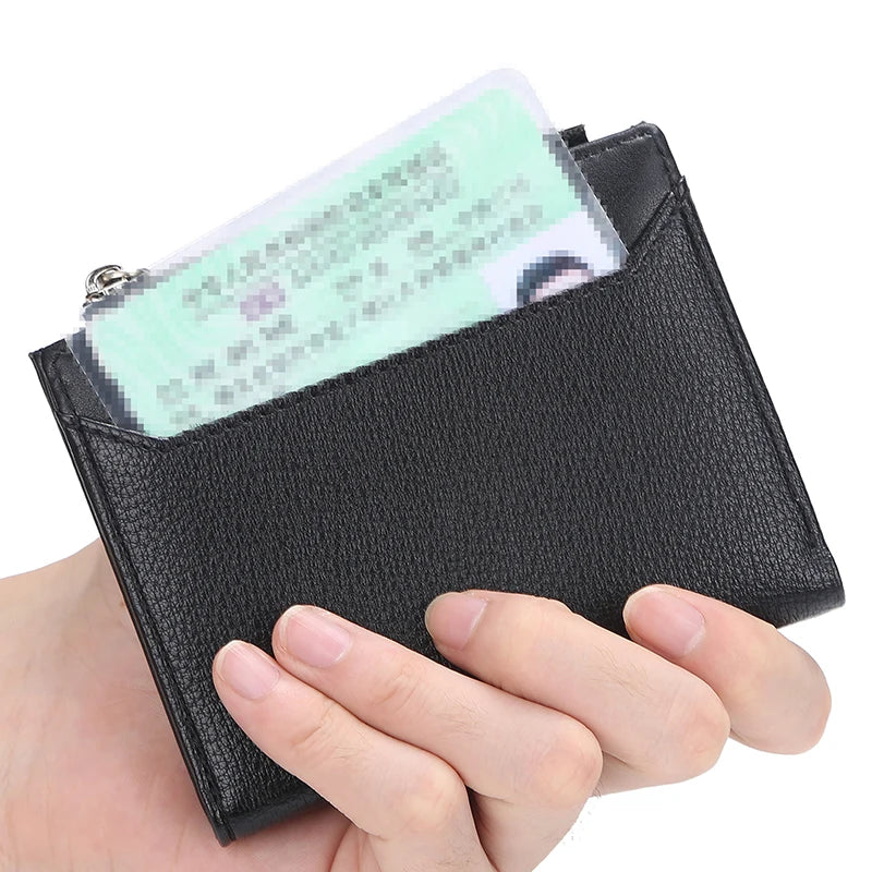Man's Leather Coin Wallet Foldable Zipper Purse Multi-card Slot Credit Wallet Business Wallet Credit Card Holder Purse Gift
