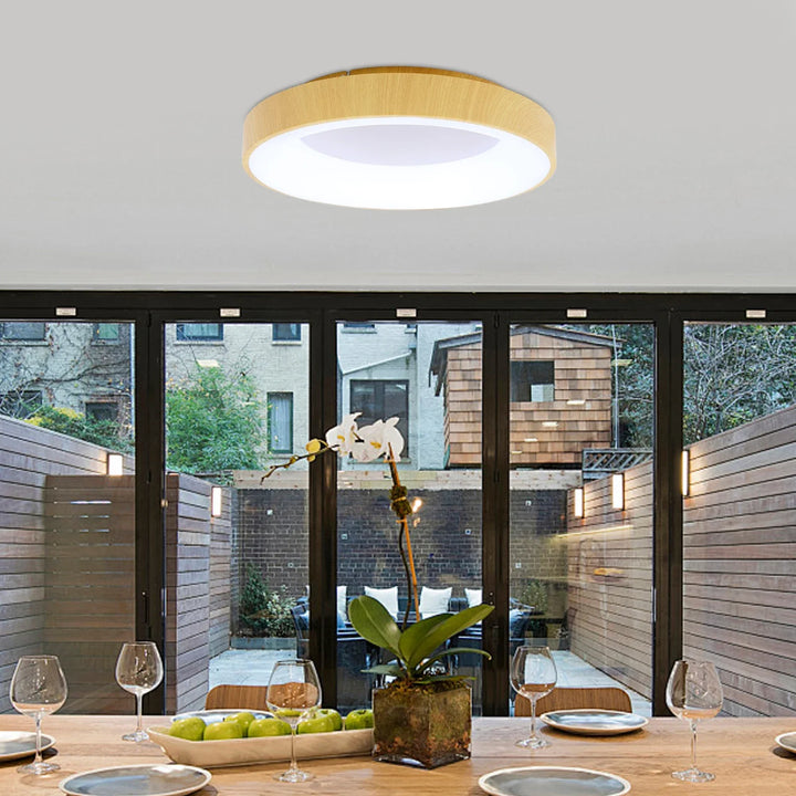 Wood Grain Ceiling Light, Modern LED Flush Mount Lighting Fixture, 36W 3300LM Acrylic & Iron Lamp - 10-20m² Coverage, 110-265V