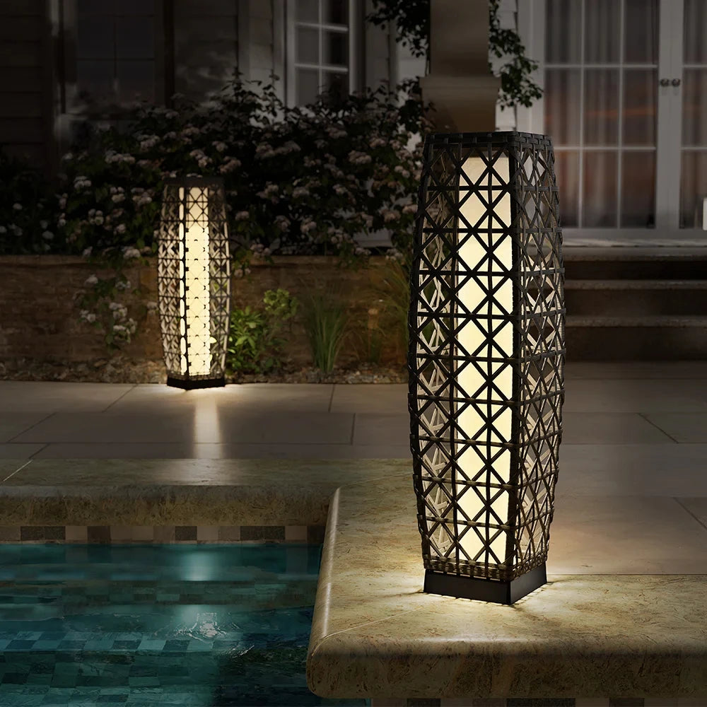 Cindy Solar Floor Lamp ,Outdoor Wicker Lantern Decoration Light for Patio Deck Garden Lawn Porch And Festival Celebration
