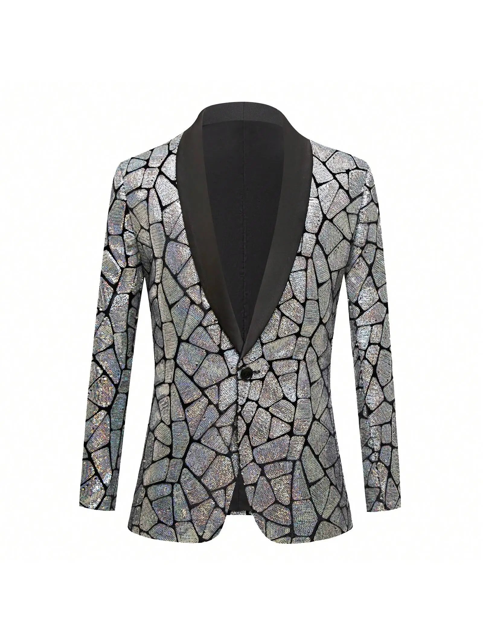 Men's Shiny Sequins Blazer Suit Jacket Stylish Tuxedo for Party,Wedding,Banquet,Prom