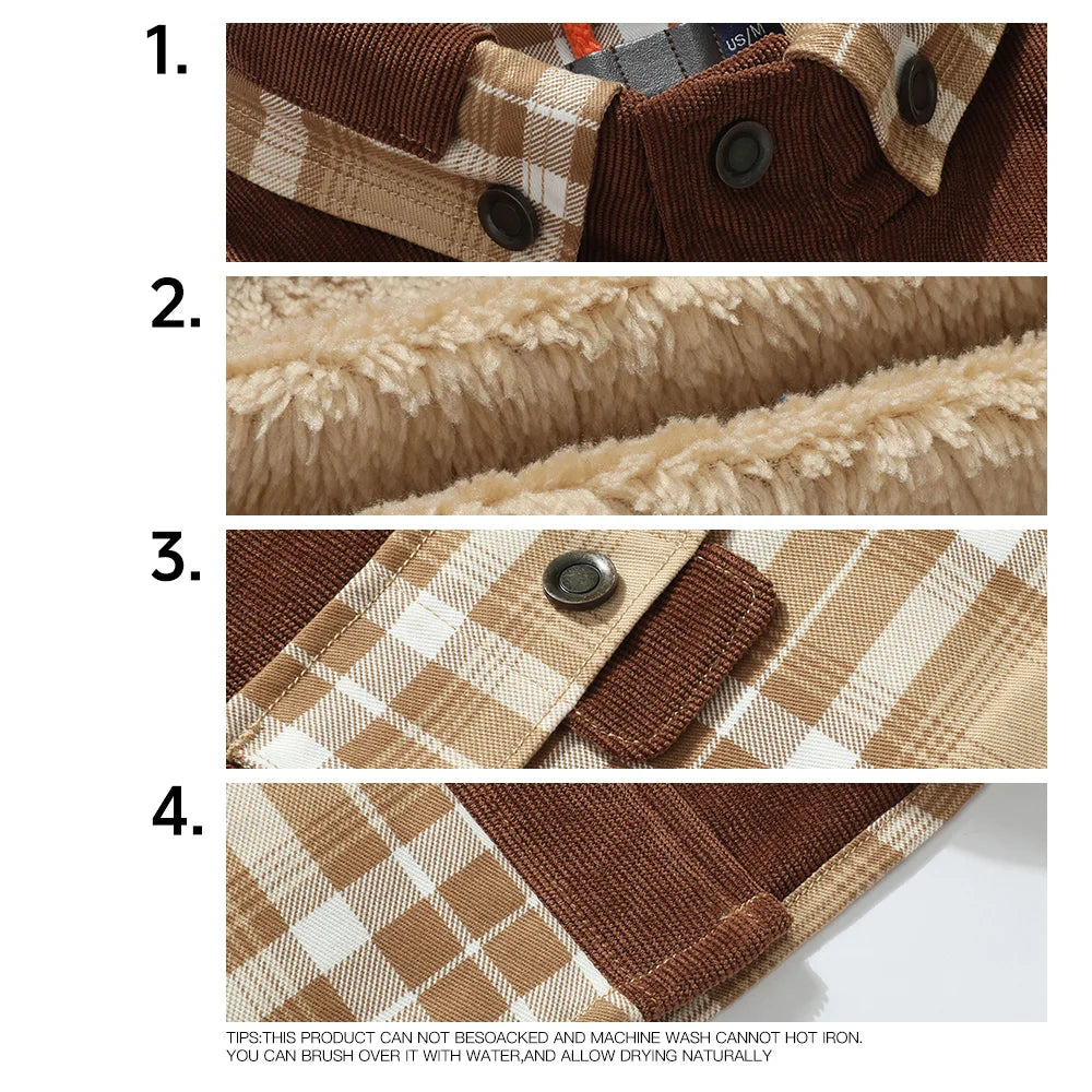 Men's Jackets Winter Windproof Warm Casual Bomber Coat Plaid Sherpa Lined Flannel Outdoor Classic Jacket Men US Size