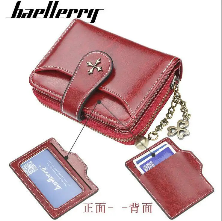 Fashion Women's Wallets Short PU Leather Credit Card Holder Bifold Female Purse Zipper Pocket Wallet Handbag Mother's Day Gifts