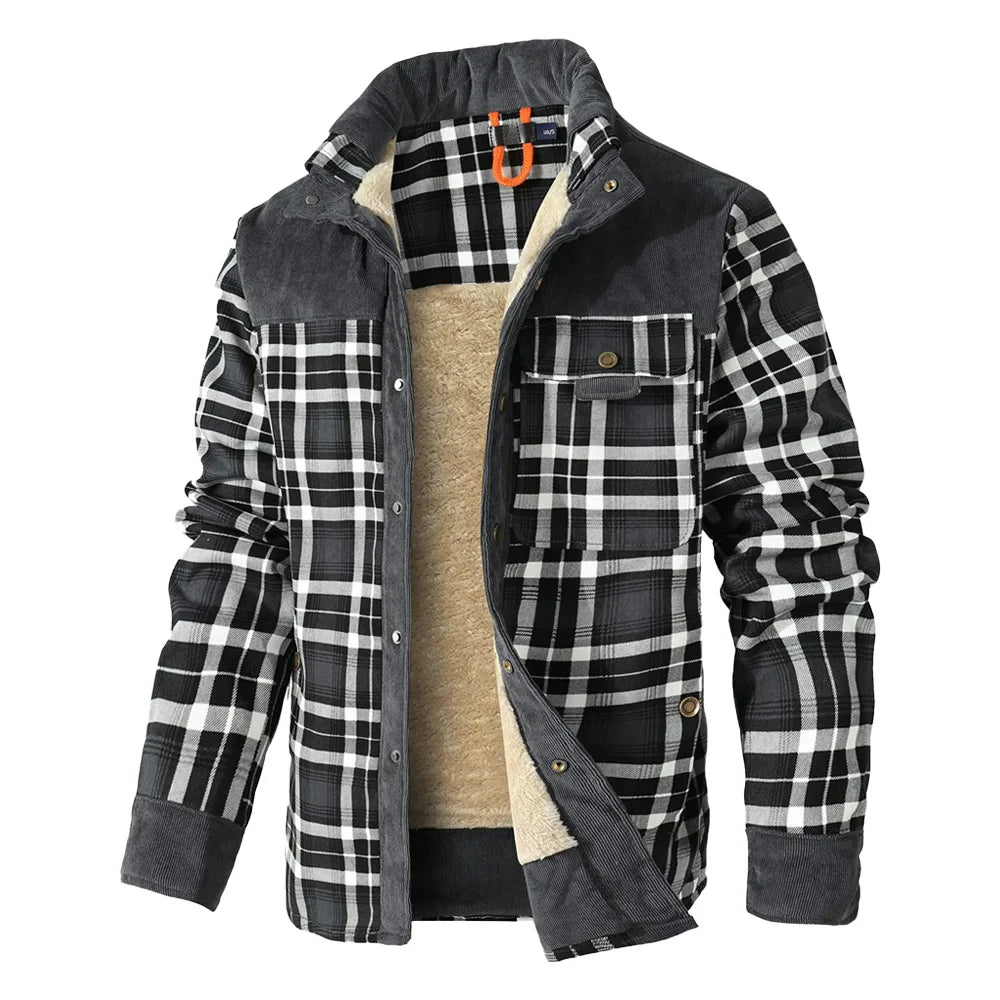 Men's Jackets Winter Windproof Warm Casual Bomber Coat Plaid Sherpa Lined Flannel Outdoor Classic Jacket Men US Size